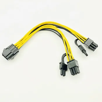 5PCS PCI-E 6-pin pentru Dual 6+2-pin (6-pin/8-pin) Power Splitter Cablu placa Grafica PCIE 6pini PCI Express la Dual Cablu de Alimentare 8pini