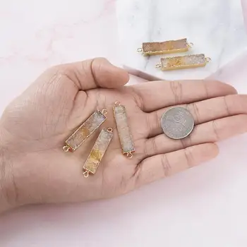 5pcs prin Galvanizare Naturale Druzy Agat Link-uri Farmecul Real Placat cu Aur de Bijuterii de Margine Conectori Pentru Frânghie DIY Bratari de Lanț