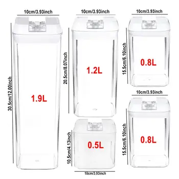 5pcs Set Cu Autocolante Gratuite Etanș Alimentare Container de Depozitare Borcan de Stocare de Bucatarie Multicereale Sigilate BPA Free Plastic Cereale