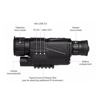 5X40 Digital cu Infraroșu Viziune de Noapte Ochelari de Aplicare Pentru Vânătoare Telescop cu Rază Lungă Cu Camera Trage Fotografie de Înregistrare Video(Plug Sua