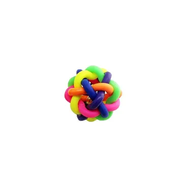 6.5 cm Câine de Companie Pisica Împletitură de Cauciuc Țesute Nod Jucării de ros Dintii de Curățare cu Clopot (Multicolor)