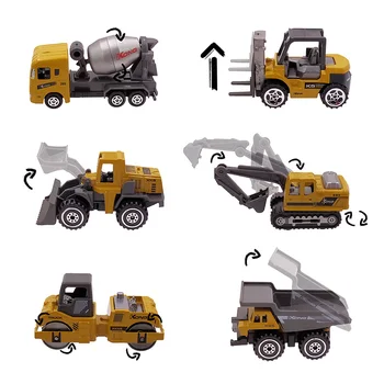6 Buc Aliaj Mini Inginerie Model de Masina 6In1 1:64 din Metal turnat sub presiune Inginerie Vehicul Jucărie Jucărie Mașină Dump Camion Stivuitor, Excavator