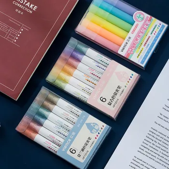 6 Culori Pastelate Markere Cu Dalta Sfat Drăguț Macron Asortate De Cerneală Stilouri-Marker Set