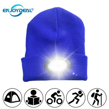 6 LED Căciuli Pălărie Tricot Detașabilă, Reîncărcabilă Lanterna Cap Alpinism, Pescuit, Camping Capac Femei Barbati Iarna Cald Luminat Pălărie