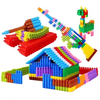 60/180/280pcs Colorate Blocuri de Constructii Pentru Copii Autocolant Cadou Vrac Cărămizi Figura Accesorii Compatibile Jucarii Copii