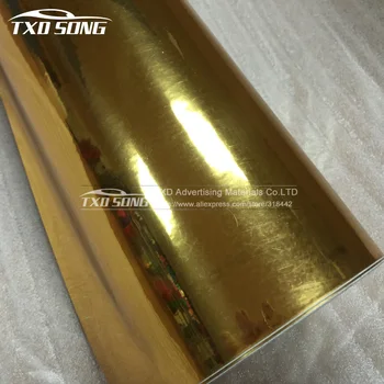 60cm*200cm/lot Premium Gold Chrome Aer Liber Oglindă Folie de Vinil Film Foaie Autocolant Decal 12