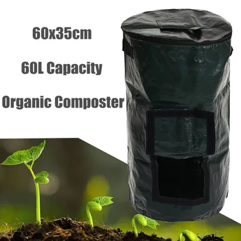 60L Deșeuri Organice de Bucătărie Gradina Curte Compost Sac de Mediu PVC Pânză de Plantat Bucătărie Eliminare a Deșeurilor Organice pentru Compost Sac