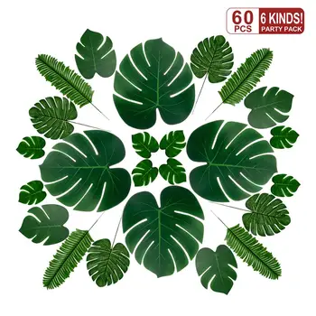 60pcs/lot Hawaii Simulare Frunze Tropicale Partidul Decor Consumabile Plante de Palmier Junglă Cadou de Nunta DIY Decorare de Vacanță