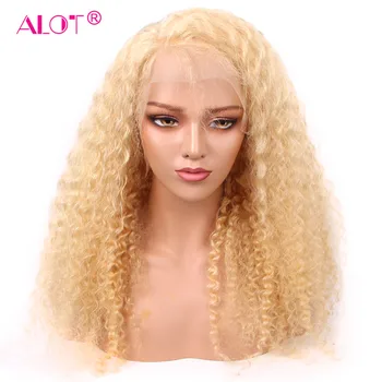 613 Blonda Brazilian Adânc Val Pre Smuls Cu Copilul Păr Glueless Blonda Par Uman 13x4 Dantelă în Fața Peruca Pentru Femei de culoare Mult