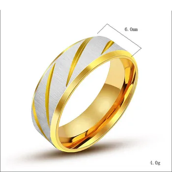 6MM Aur Albastru Periat Ring pentru Bărbați din Oțel Inoxidabil Trupa Inele de Logodnă, Aniversare de Nunta de sex Masculin Bijuterii