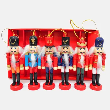 6Pcs Anul Nou, Crăciun, Ornamente din Lemn spargatorul de Nuci Papusa Soldat Figurine Miniaturale de Epocă, Lucrări de Păpuși Decor Acasă
