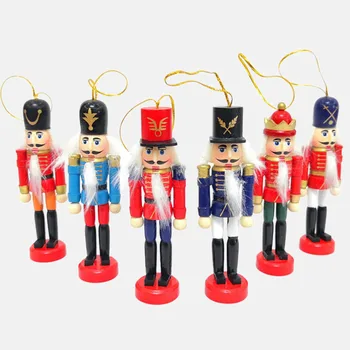 6Pcs Anul Nou, Crăciun, Ornamente din Lemn spargatorul de Nuci Papusa Soldat Figurine Miniaturale de Epocă, Lucrări de Păpuși Decor Acasă