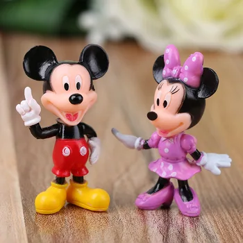 6PCS Disney Mickey Mouse Minnie Mouse-Set Cifre Petrecerea de Ziua Decorare Tort PVC Anime Papusa pentru Copii Cadouri