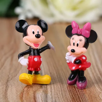 6PCS Disney Mickey Mouse Minnie Mouse-Set Cifre Petrecerea de Ziua Decorare Tort PVC Anime Papusa pentru Copii Cadouri