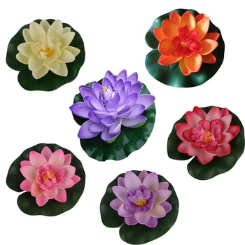 6PCS Flori Artificiale Decorative Realiste Lotus False False Plutitoare de Flori Pentru Acvariu Iaz Decor