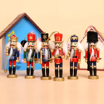 6Pcs Lemn spargatorul de Nuci Papusa Soldat Figurine Miniaturale de Epocă, Lucrări de Păpuși de Anul Nou Crăciun Ornamente de Decor Acasă Cadou