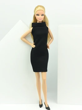 6pcs/lot Mic Negru Rochie Pentru Papusa Barbie Sex Rochii de Seara Vestidoes Haine Pentru Păpuși Barbie 1/6 Papusa Accesorii