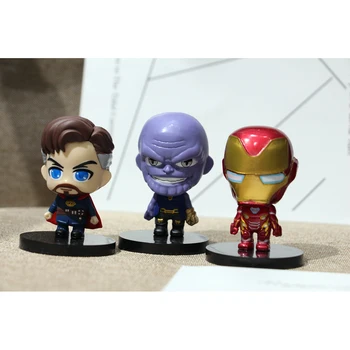 6pcs Marvel Avengers Acțiune Figura Thanos Iron Man Dr. Strange Hulk Figura Anime Jucarii Model Tort de Decorare