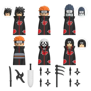 6PCS Narutoed Noile Cifre Personaj Anime Akatsuki Uchiha Itachi Ninja Blocuri Model de Jucarii pentru Copii Cadouri