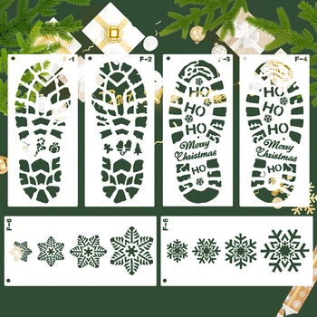 6pcs Picior de Imprimare Stencil Fulgi de zăpadă de Crăciun Moș Crăciun Picior de Imprimare Șabloane de Desen Pictura Album Hârtie Șablon Carte de Decor