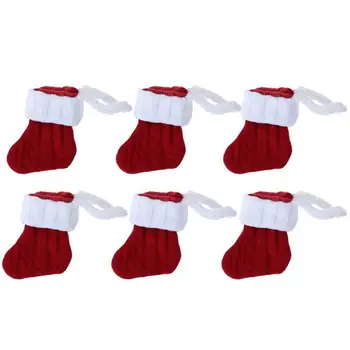 6Pcs/set Ciorap de Crăciun Tacamuri Cuțit Furculiță Acoperi Pungile de Tricotaje Ciorapi Tacâmuri Titularul de Acoperire Petrecere de Craciun Decor