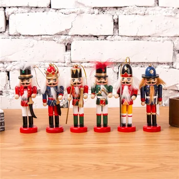 6pcs/set din Lemn spargatorul de Nuci Păpușă Marionetă 12cm de Epocă, Lucrări de Decorare Cadouri de Crăciun Copac Pandantiv Figurine in Miniatura