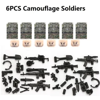 6PCS/SETURI de camuflaj Soldații Armatei de Război Militar de Poliție Swat Arma Arme de Cărămidă Orașul moc blocuri Cifre Jucărie pentru Copii