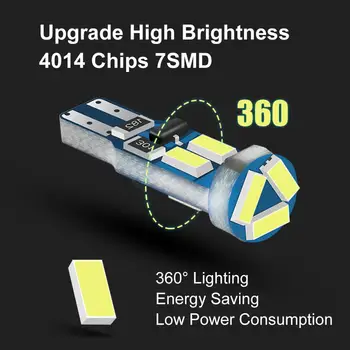 6pcs T5 LED W3W W1.2W Auto Lampă cu LED-uri tabloul de Bord Masina Instrument de Lumină 7 Led-uri SMD 4014 Pană de Lumină LED-uri Bec Lampă Indicator de Avertizare