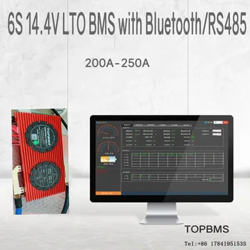 6S 14.4 V LTO BMS 200A 250A cu Bluetooth APP telefon RS485 CANbus NTC UART folosit pentru LTO Baterii 2.3V2.4V conectat la seria 6