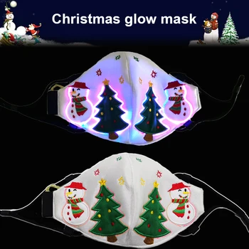 7 Culoare Lumina Masca Tesatura LED-uri Strălucire Masca de Fata Craciun cu Led-uri Stralucitoare Măști de Partid Voce Activat Flash Broderie Acopere Fata