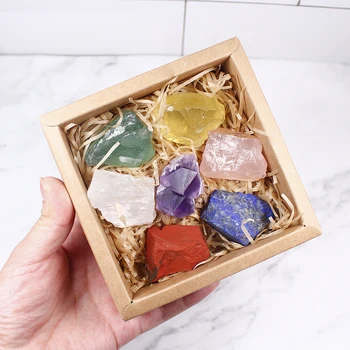 7 culori Set cristal mare de cereale piatră brută șapte Chakra Yoga, Chakra Neregulate Reiki de Vindecare cu Cristale de Piatra