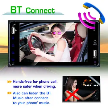 7 Inch 2 DIN HD Ecran Tactil Capacitiv, Bluetooth Auto MP5 Player Suport Dual USB /MirrorLink / SWC Funcție se Potrivesc pentru Toyota
