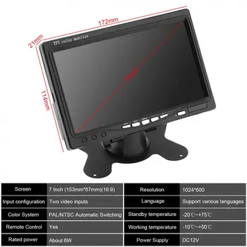 7 Inch Multifuncțional Masina Acasa Monitor 12V Luminoase de Culoare Interfață VGA TFT LCD AV Auto Video Player