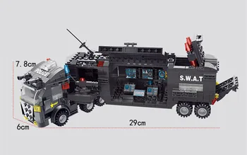 700Pcs Speciale de Poliție Vehicul de Comandă Blocuri Seturi Echipa SWAT Camion Model de Masina Cărămizi Kit de Jucarii Educative Pentru Copii