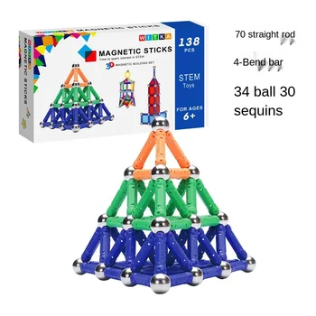 70pcs Magnet Baruri si 34pcs Bile de Metal DIY Magnet Jucărie Blocuri Magnetice Model si Construirea de Jucării Educative pentru Copii pentru Copii Gift2