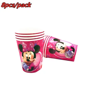 77 De Pc-Uri Pentru 8 Fete Minnie Mouse-Petrecerea Consumabile Set Tacamuri Ceașcă De Hârtie, Placă De Copil De Dus Steaguri Petrecere De Aniversare Pentru Copii Decoratiuni