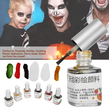 7ml Colorate, Non-toxice Dinte Colorate 6 Culori Desen Vopsea Pigment pentru Halloween Cosplay Parte a Corpului Dinți Vopsea de Culoare