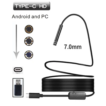 7mm 1M/3M/5M/7M10M 6LED de TIP C USB Endoscop de Inspecție Camera HD pentru S8 LG G5/G6/V20 Pixel P9/P10 Oneplus 2/3/3T Telefon Android