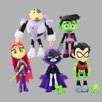 7Pcs/Set Adolescent Eroi Robin, Cyborg, Beast Boy Raven, Starfire Silkie PVC Acțiune Figura Jucarii Cadou pentru Copii