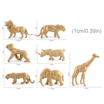 7Pcs/Set Simulare Mini Sălbatice Animale Zoo Figura Model de Plastic Leu Tigru Urangutan Rhino Leopard, Elefant, Girafa Jucarie