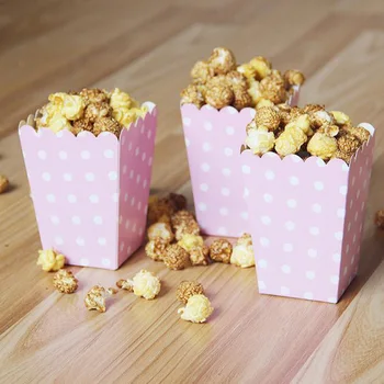 (7x5x11.5cm)Pink Dot hârtie cutie de popcorn nunta petrecere de ziua snack box fetele favoarea roz cutie de popcorn copii petrecere cutie de popcorn