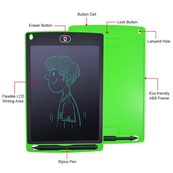 8.5 Inch LCD Inteligent de Mână-Scris Tabletă Electronică Notepad Copii Desen Grafică a Scrisului de mână Bord Jucărie de Învățământ Baterie Buton