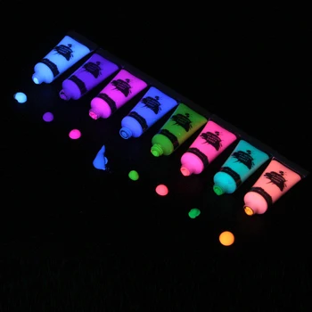 8 Buc Body Art Vopsea Neon Fluorescent Festival Petrecere de Halloween Cosplay Machiaj Copii se Confruntă cu Vopsea Strălucire UV Pictura alcătuiesc Instrumente