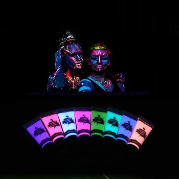 8 Buc Body Art Vopsea Neon Fluorescent Festival Petrecere de Halloween Cosplay Machiaj Copii se Confruntă cu Vopsea Strălucire UV Pictura alcătuiesc Instrumente