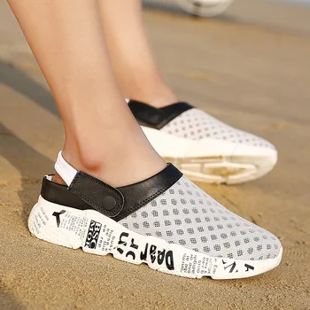 8 culoare de Pantofi de Plaja Barbati 2018 Vara ochiurilor de Plasă Respirabil Slip-on în aer liber Sandale Barbati Papuci Flip-Flops plus dimensiune 39-46