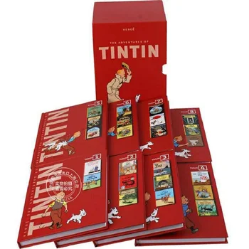 8 cărți/set Tintin Colecția Aventurile lui Tintin engleză Imagine cărți de povești pentru a ajuta copilul să crească ca un cititor