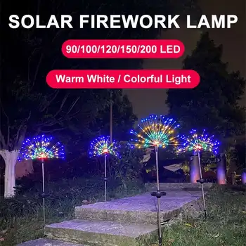 8 Moduri de 90/200/120 LED Lampă Solară Lawn Sârmă de Cupru foc de Artificii Lampa de Gradina Decor în aer liber Lumina Solara rezistent la apa Lămpi Solare