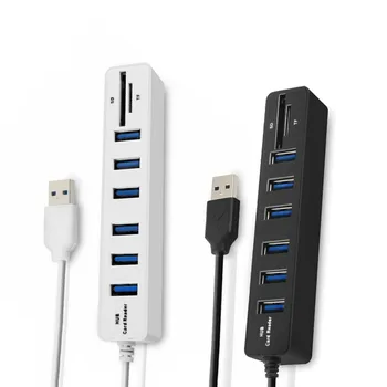 8 Porturi Hub Multi-Funcțional USB 2.0 de Mare Viteză Cititor de Carduri de Memorie Adaptor Cablu Splitter Cablu
