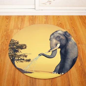 80*80cm Rotund Teren Pad Covor Elefant Serie de Imprimare Covor Dormitor Scaun de Birou Covoare Decor Non-alunecare de Preș