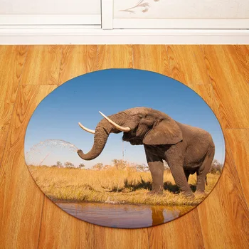 80*80cm Rotund Teren Pad Covor Elefant Serie de Imprimare Covor Dormitor Scaun de Birou Covoare Decor Non-alunecare de Preș